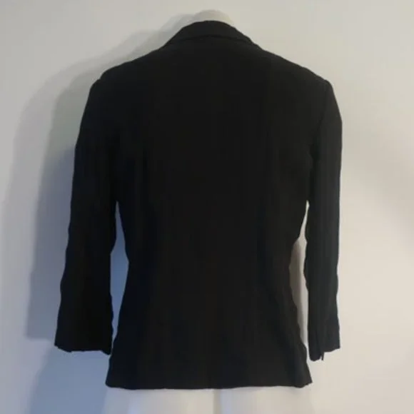 *Womens Eileen Fisher Petite Black Silk 3/4 Sleeve Blazer Jacket PM - Picture 6 of 7